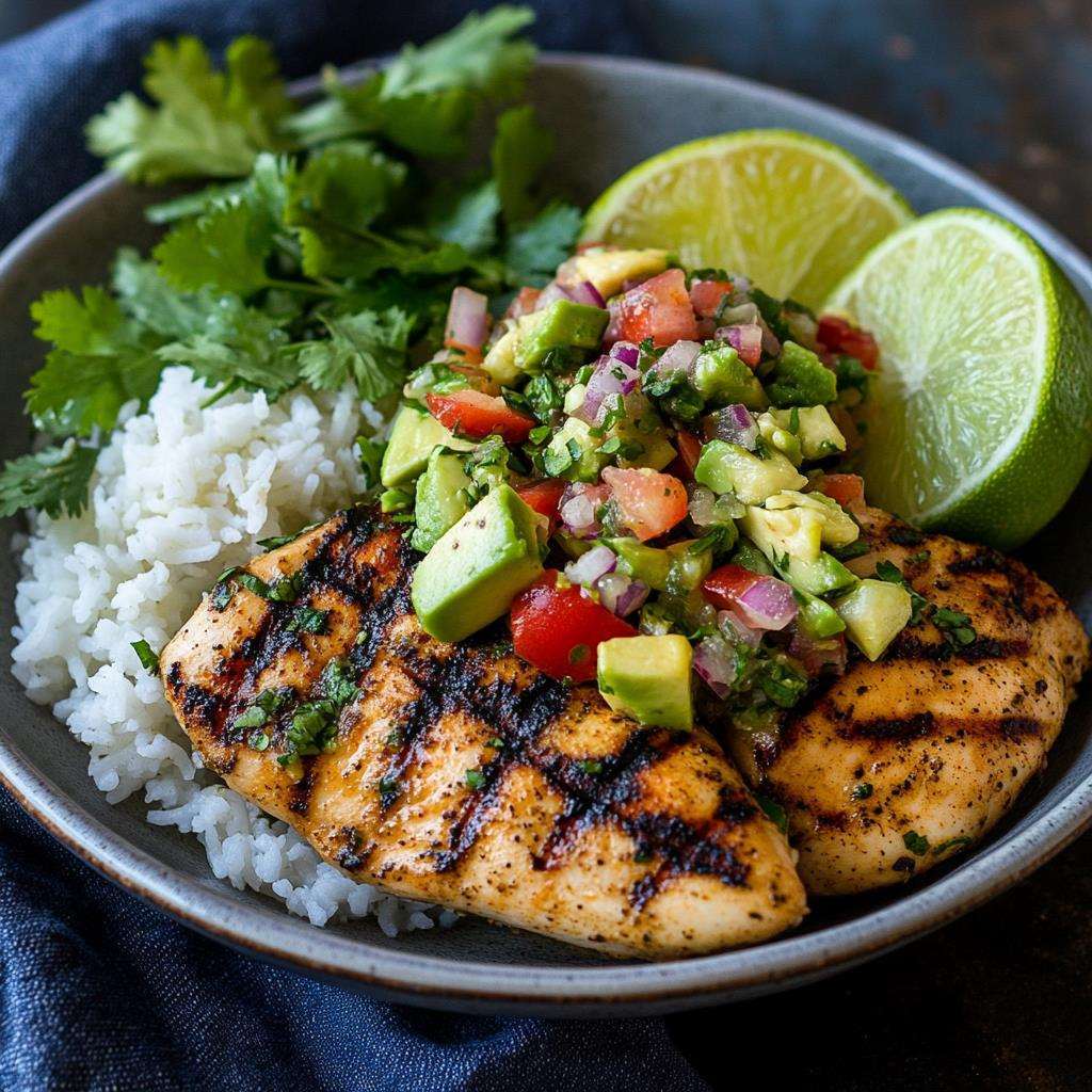 Beautifully Plated Dish Of Grilled Cilantro Lime