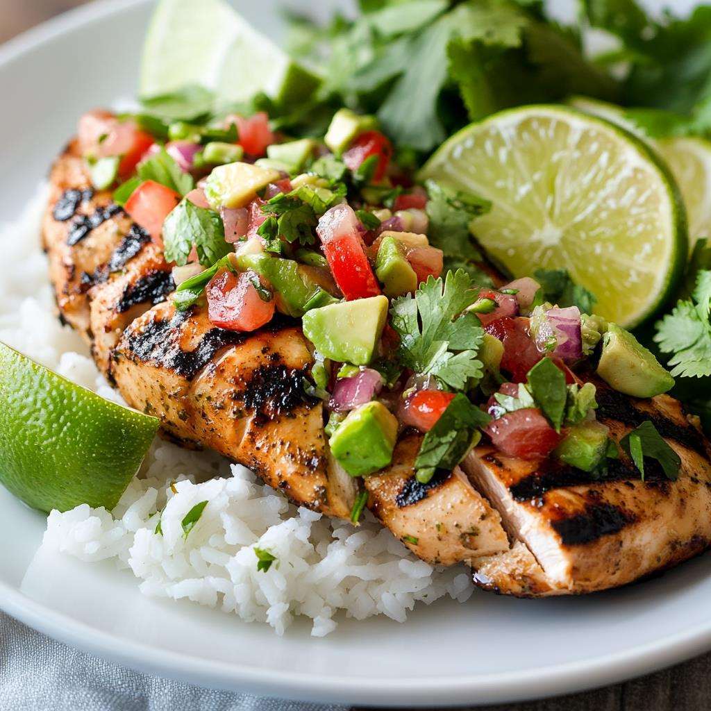 Plated Dish Of Grilled Cilantro Lime