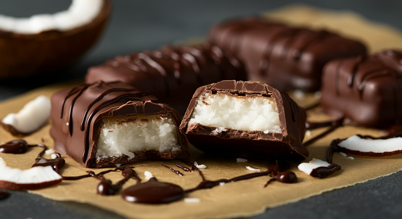 Bounty Candy Bar in cut board