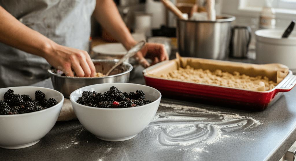 Bumbleberry Crumble making