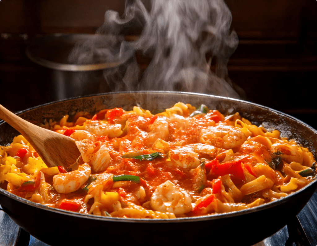 Cajun Shrimp Pasta cokking