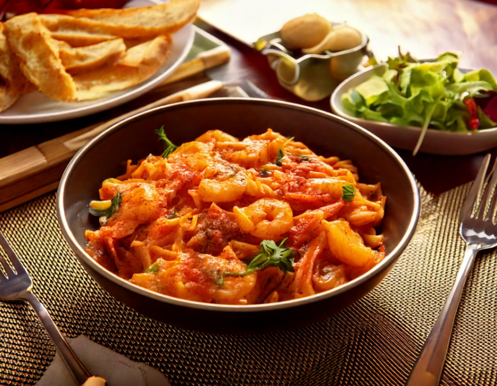 Cajun Shrimp Pasta served