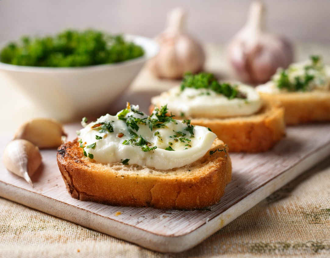 Greek Yogurt Garlic Bread on cutting board