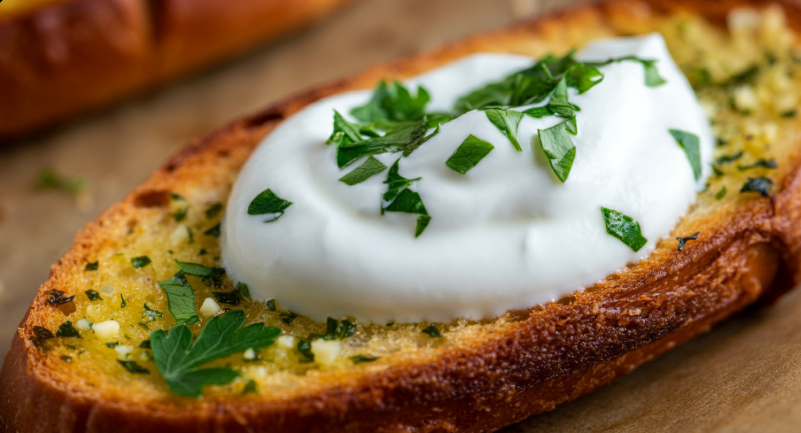 Greek Yogurt Garlic Bread on plate