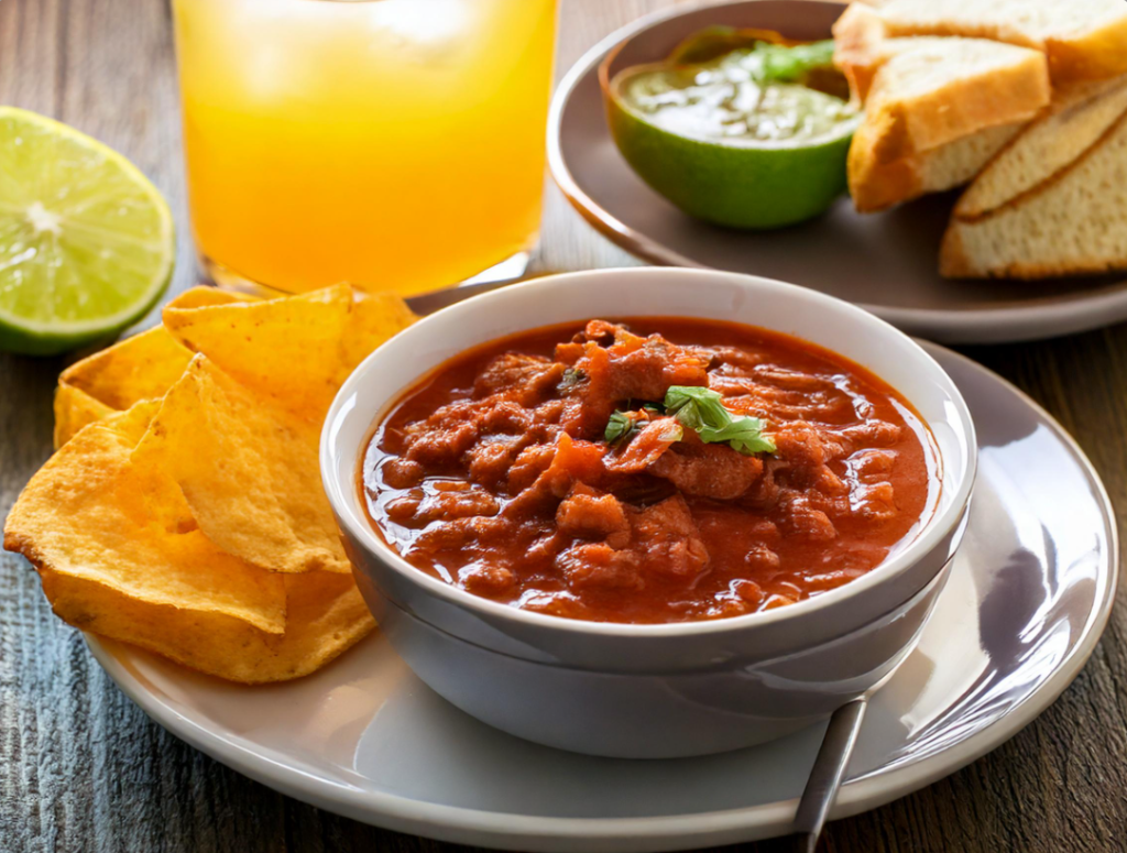 Homestyle Chili Inspired by Wendys with chips