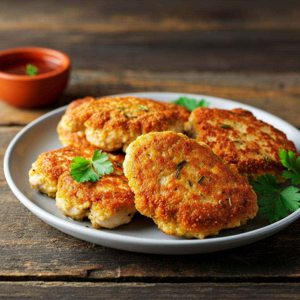 Baked Chicken Cutlets on plate