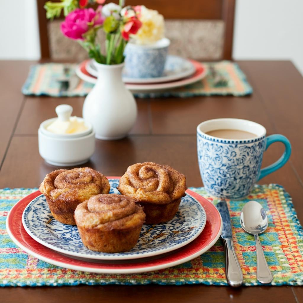 few French toast muffins on table