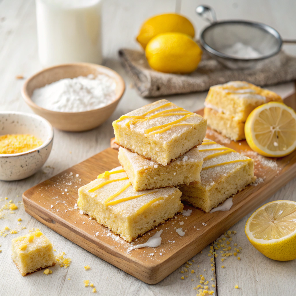 Lemon Brownies on cutting board