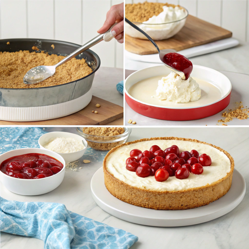 No-Bake Cherry Cheesecake making