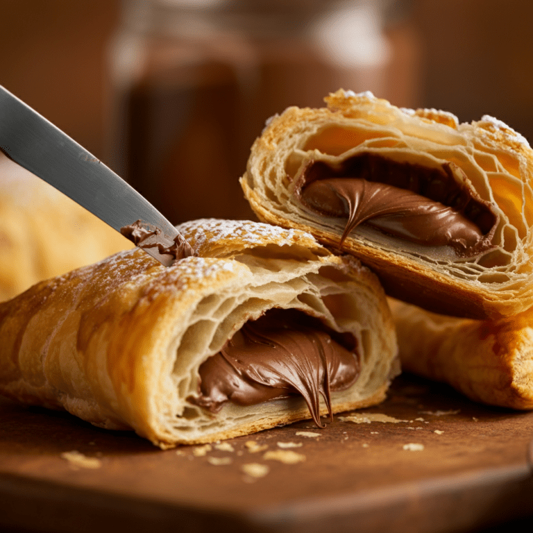 Nutella Puff Pastry cut in half