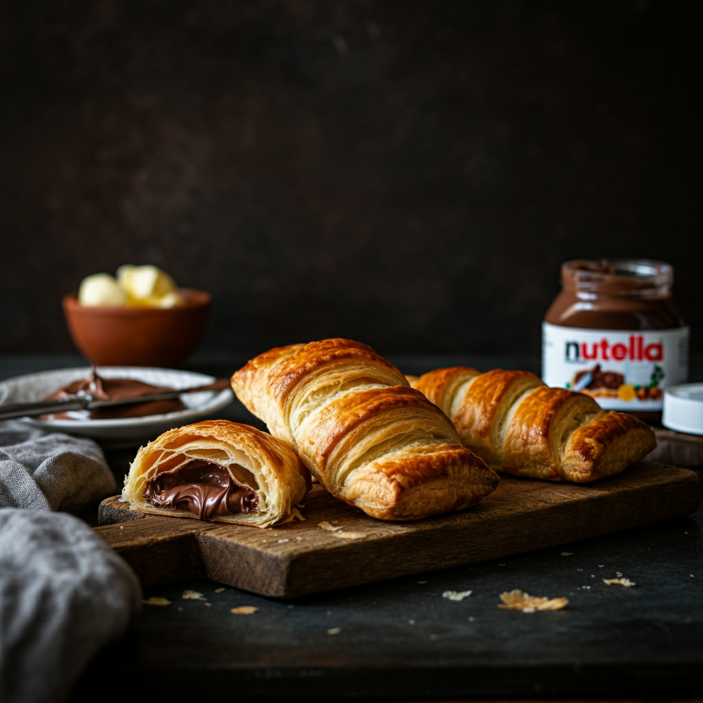 Nutella Puff Pastry on cutting board