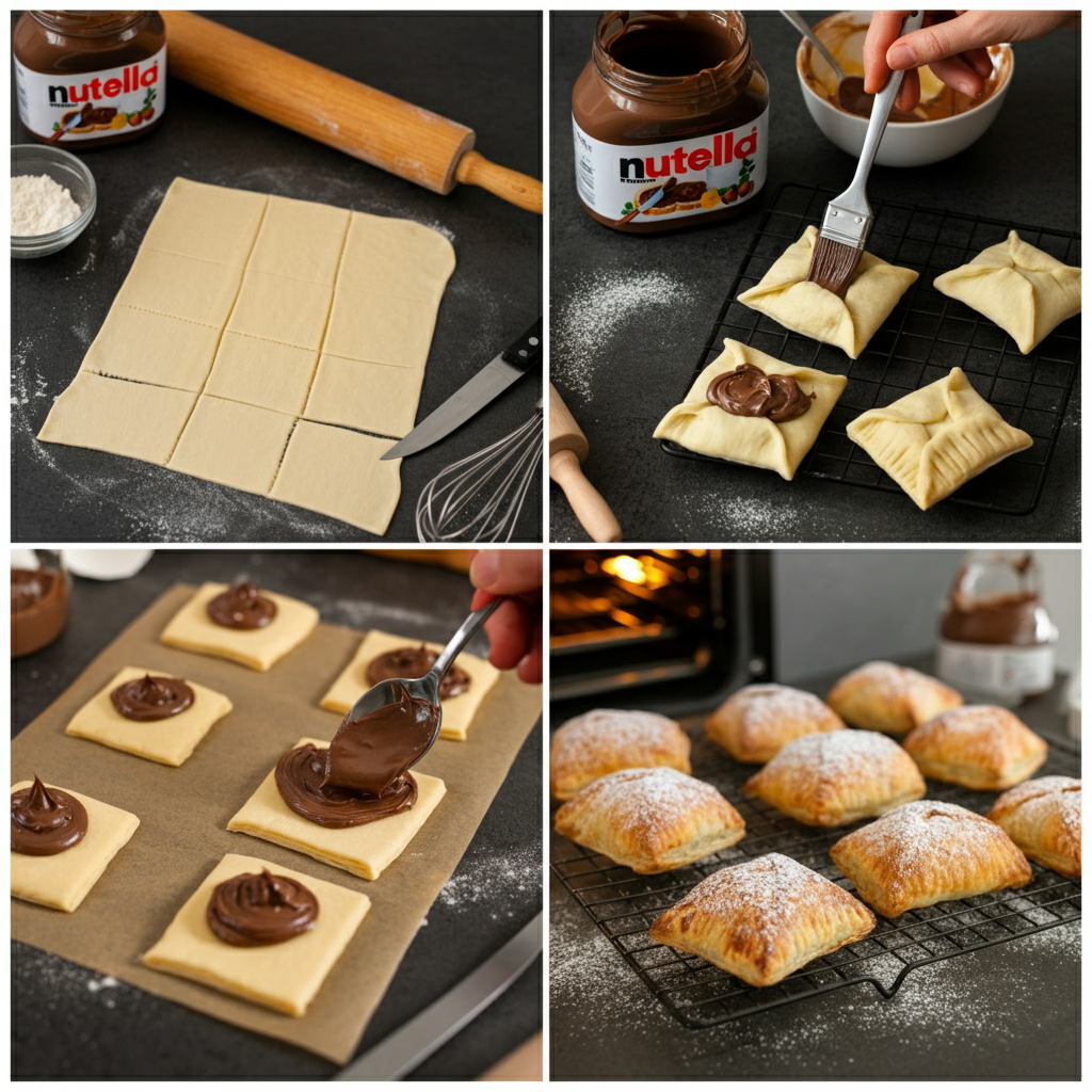 Nutella Puff Pastry step by step