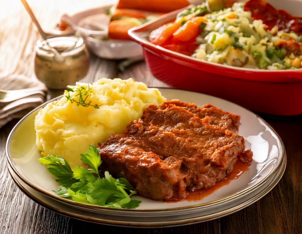 Old fashioned meatloaf recipe with mashed potatoes