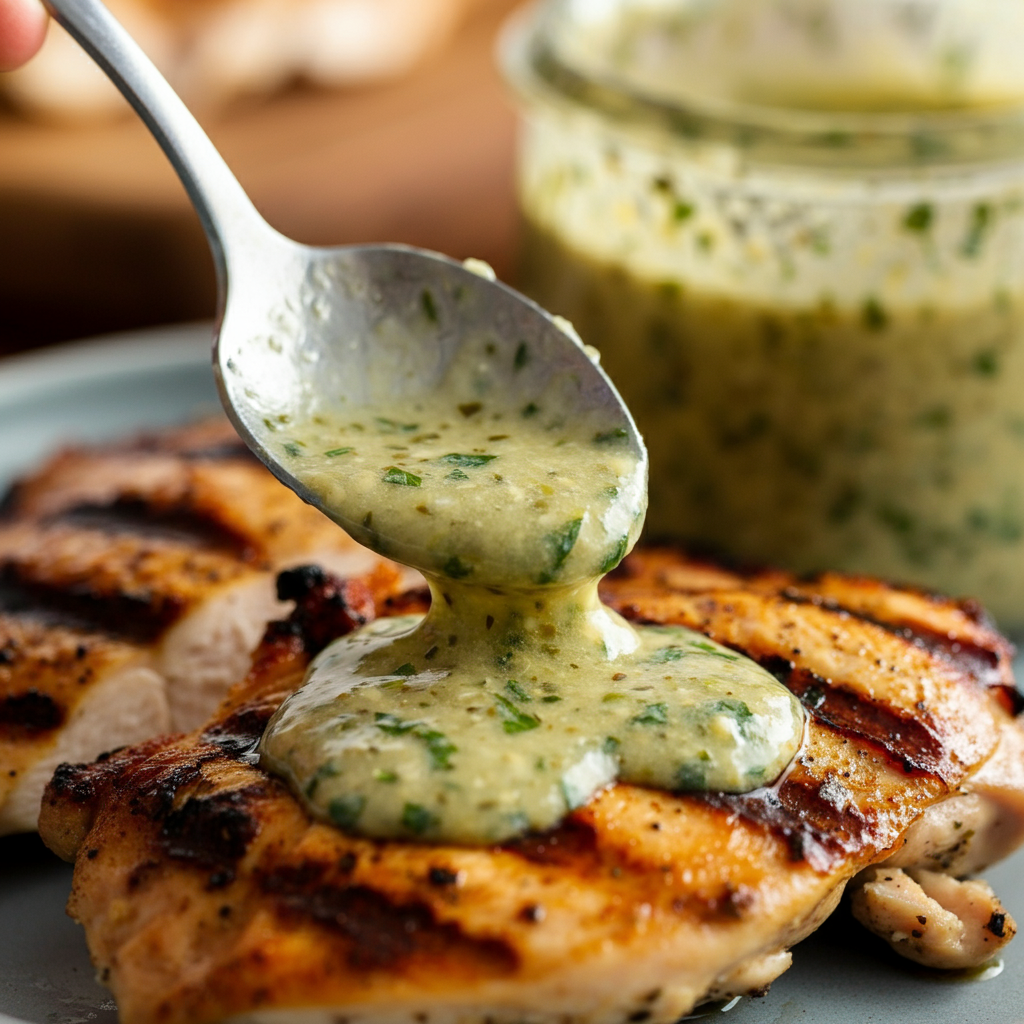 Olive Garden Garlic Herb Sauce on chicken