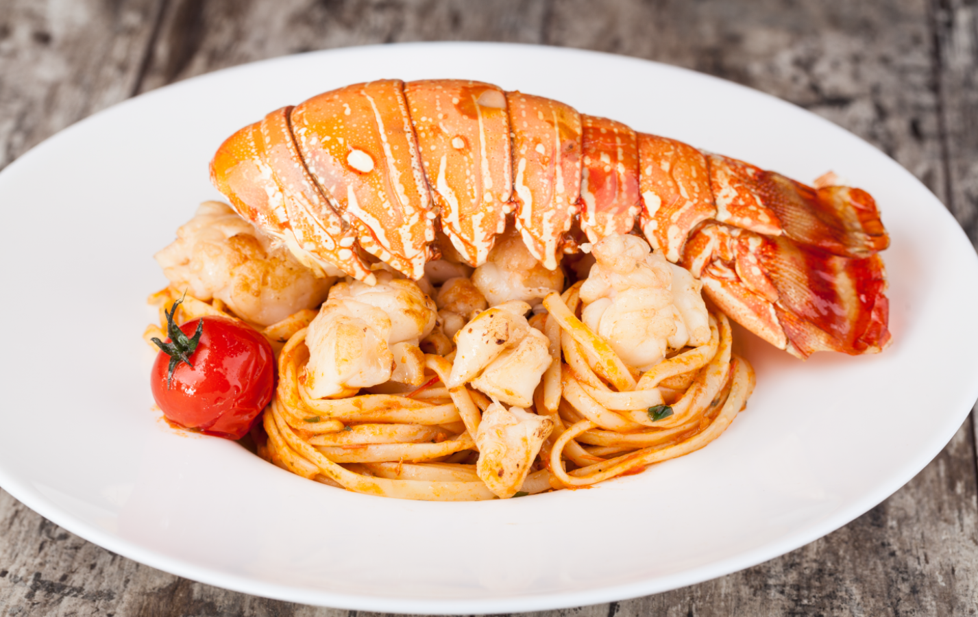 Pasta and Lobster on a plate