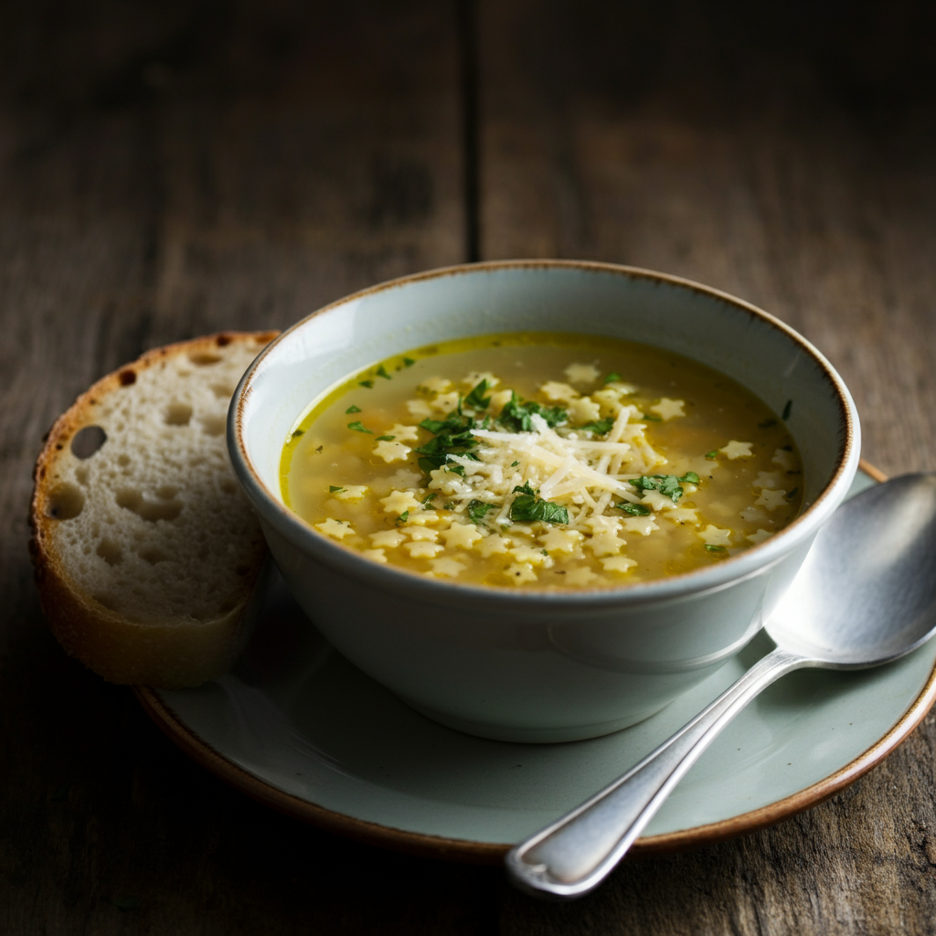 Pastina soup in bowl