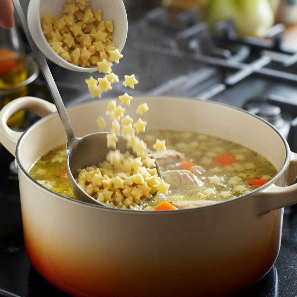 Pastina soup on stove