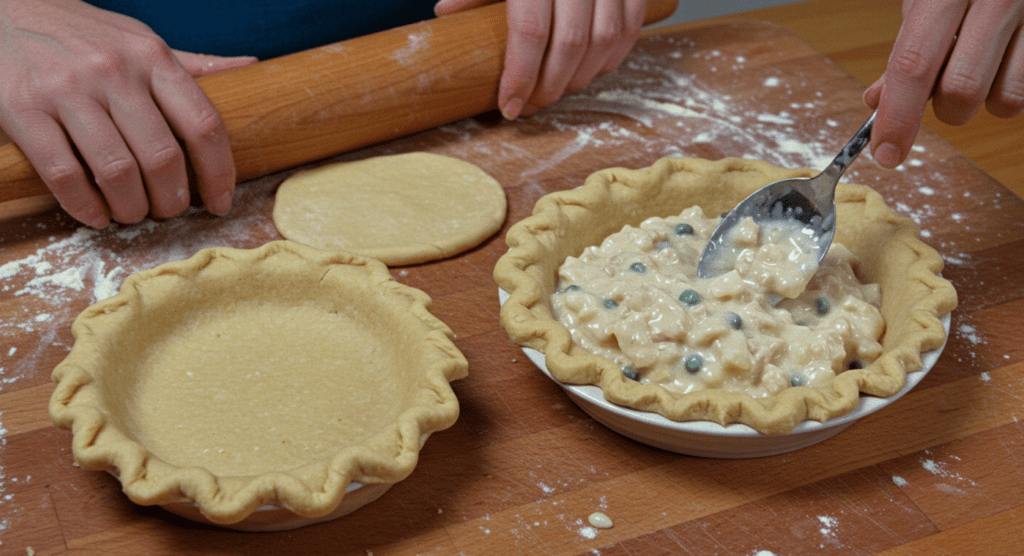 Pillsbury chicken pot pie making