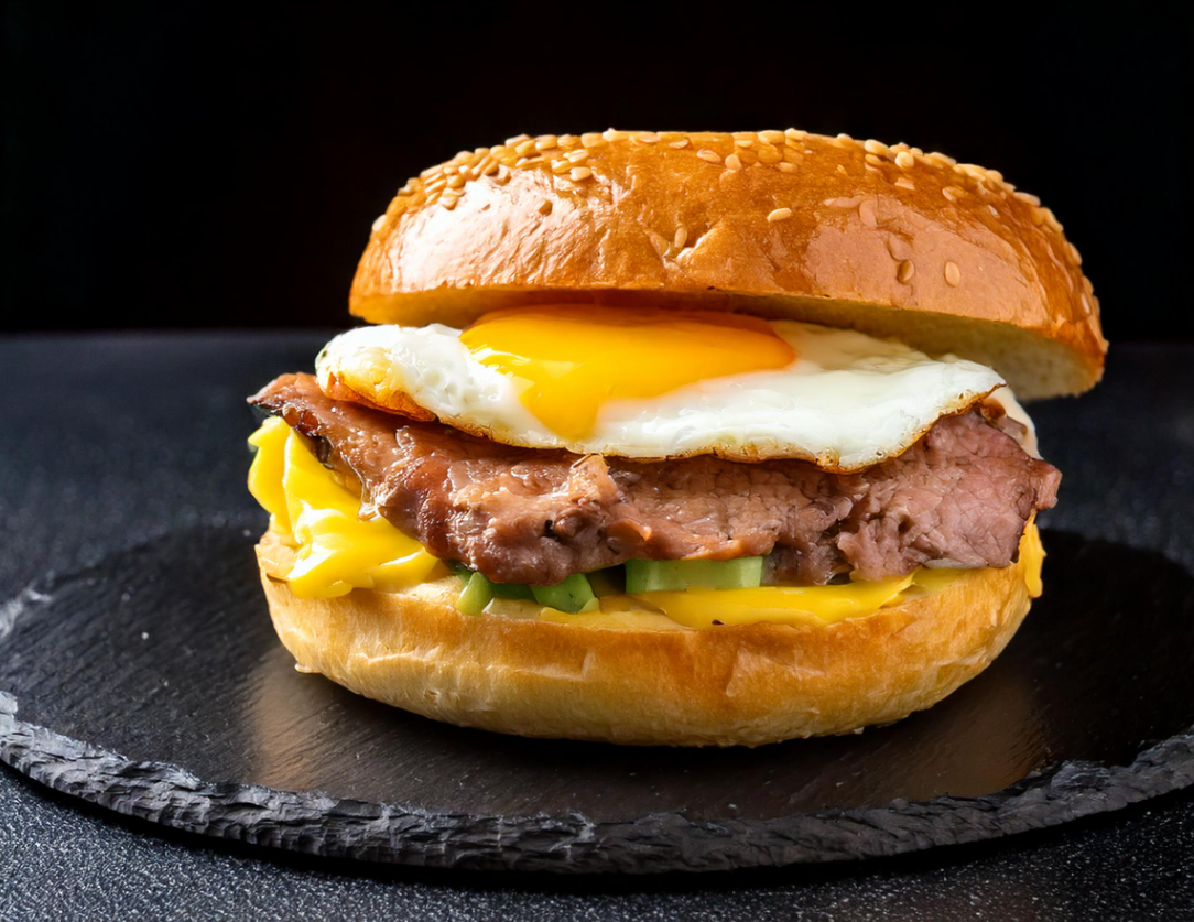 Steak Egg and Cheese Bagel board