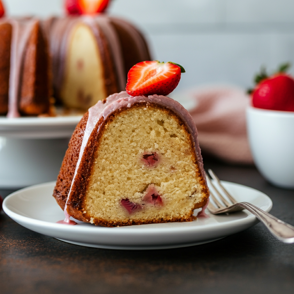 Strawberry Bundt Cake slice