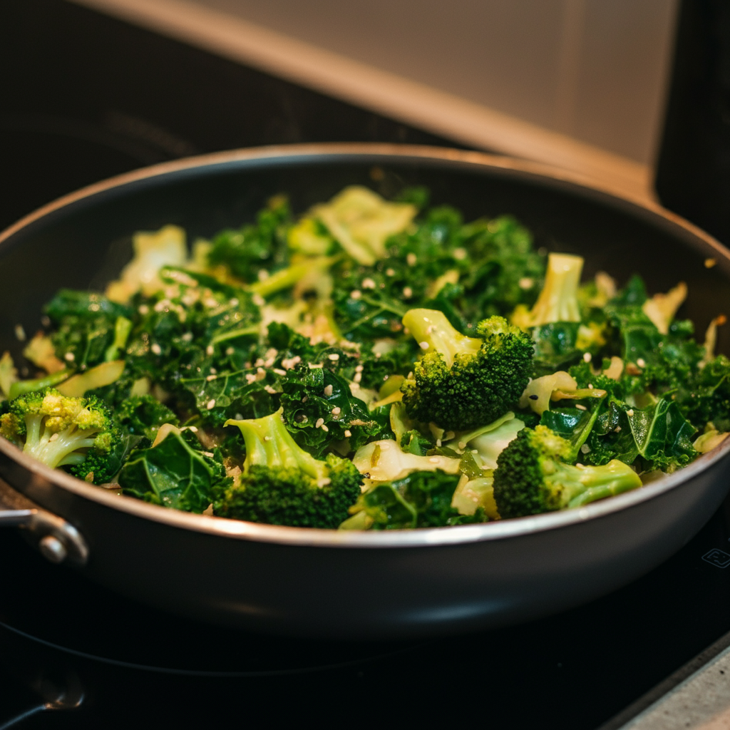 Super Greens in pan