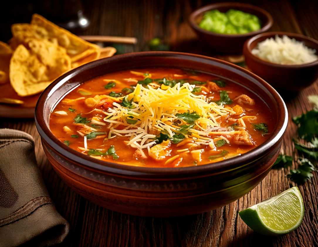 Tortilla Soup with Rustic Setting