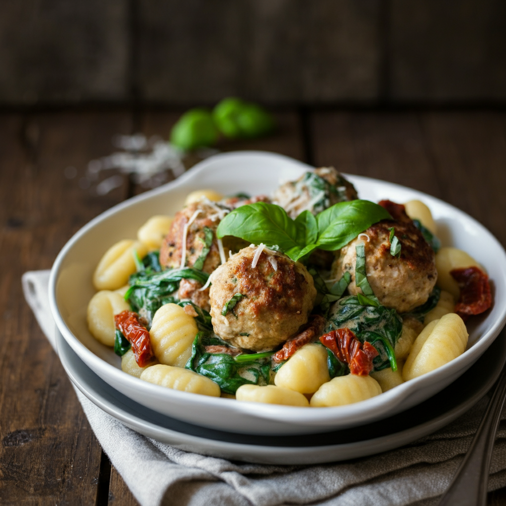 Tuscan Chicken Meatballs bowl