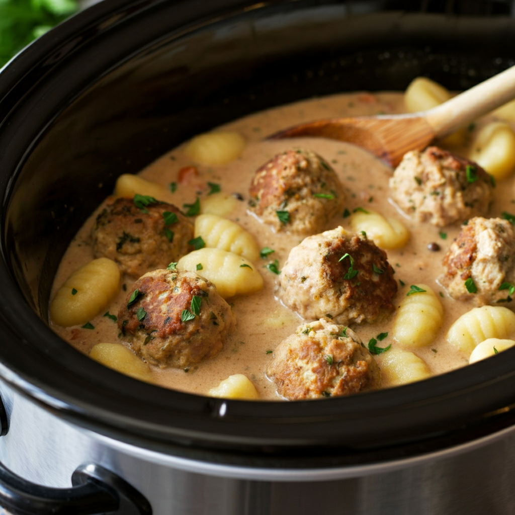 Tuscan Chicken Meatballs in pot