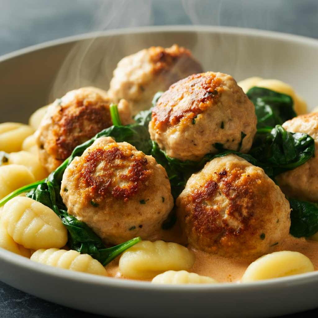 Tuscan Chicken Meatballs on plate