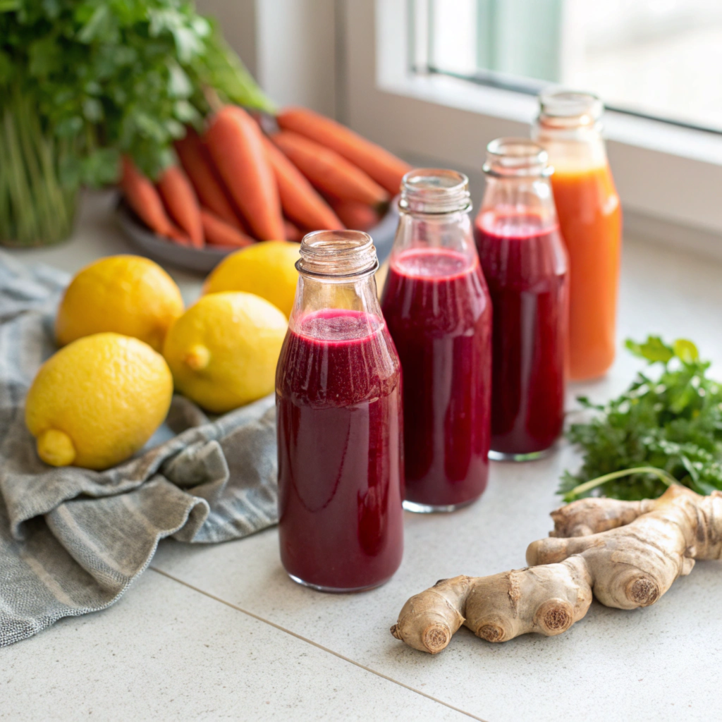 beetroot-and-carrot-juice-served-in-small-glass-bottles