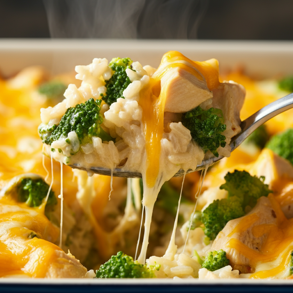 chicken-broccoli-rice-casserole close up