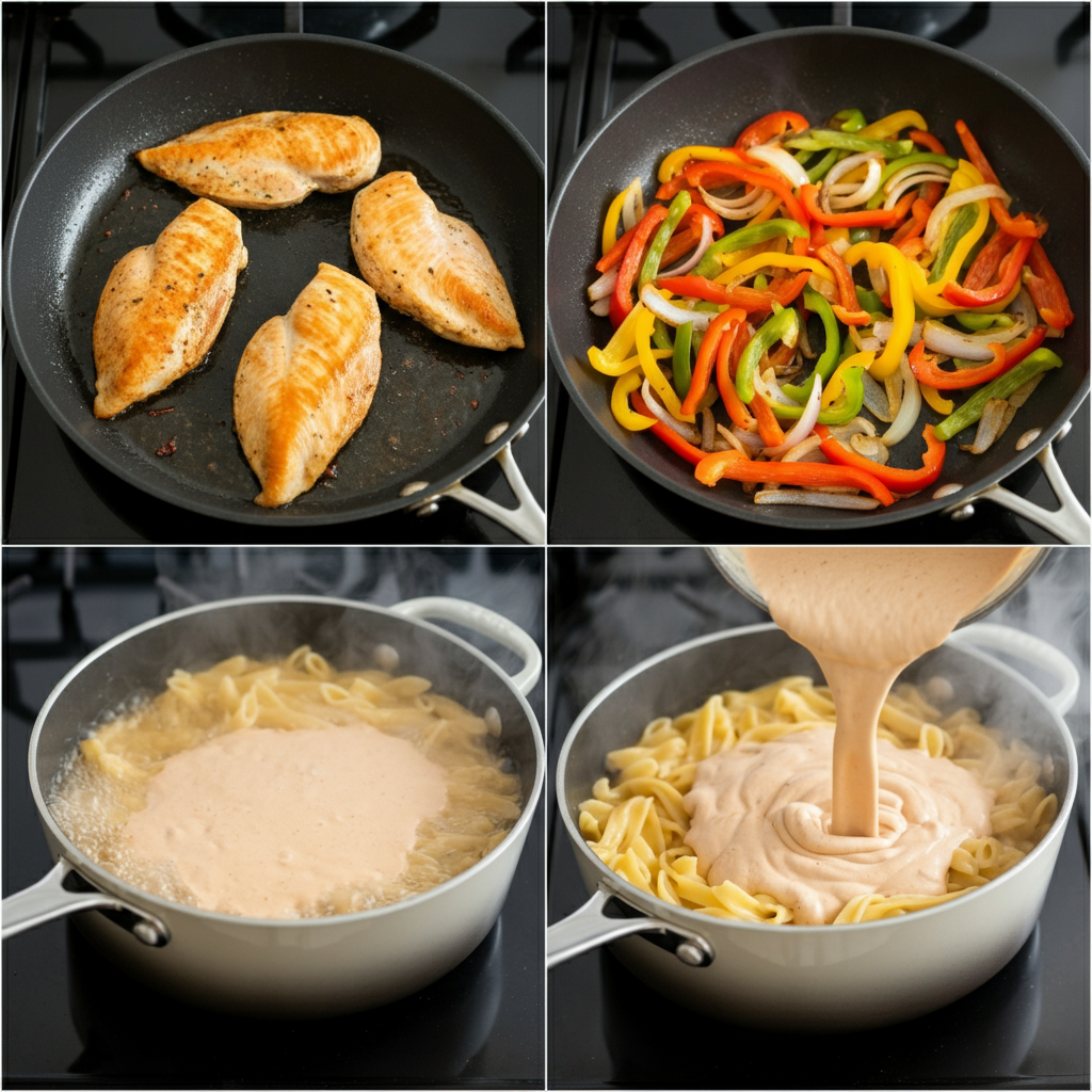 chicken fajita pasta steps