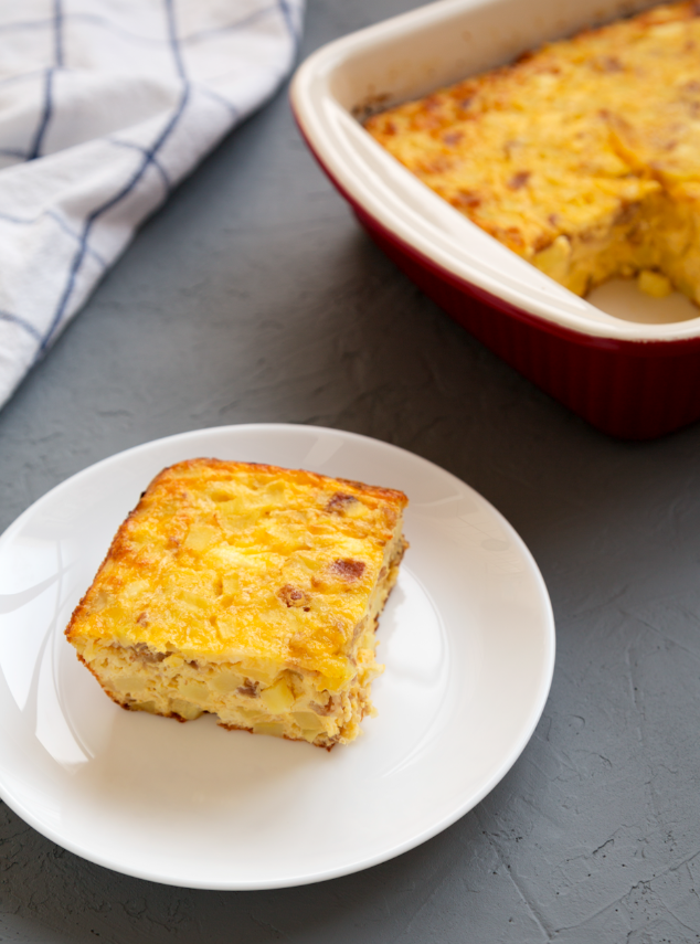 cottage cheese egg bake​ slice on plate 2