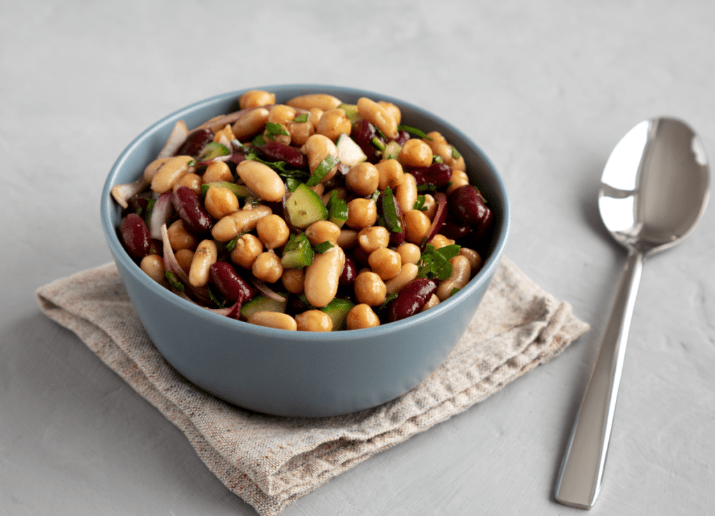 homemade-three-bean-salad-in-a-bowl-side-view