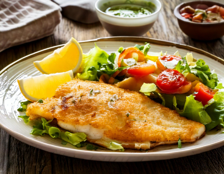 rockfish on plate with salad