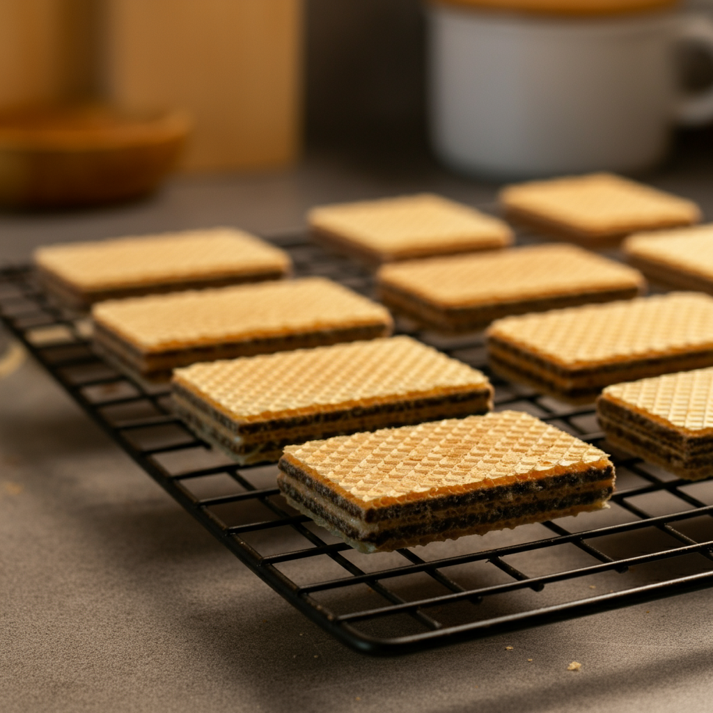 wafer cookies on tray