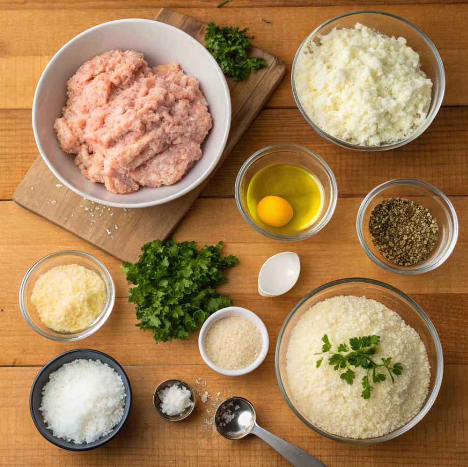 ingredients for Garlic Parmesan Chicken Meatloaves