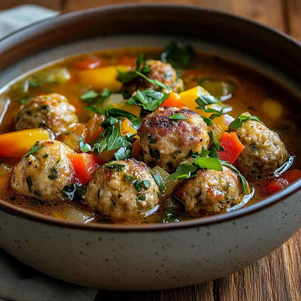 Bowl of Chicken Meatball Soup