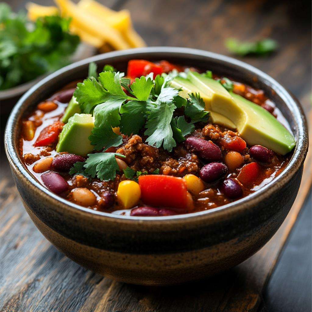 Steaming bowl of easy chili topped with cheese