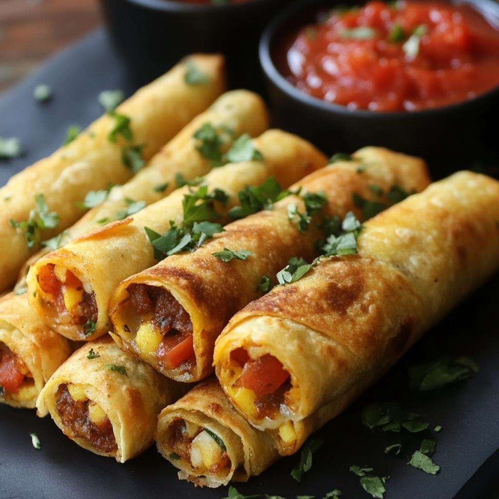 Breakfast Taquitos displayed on a plate