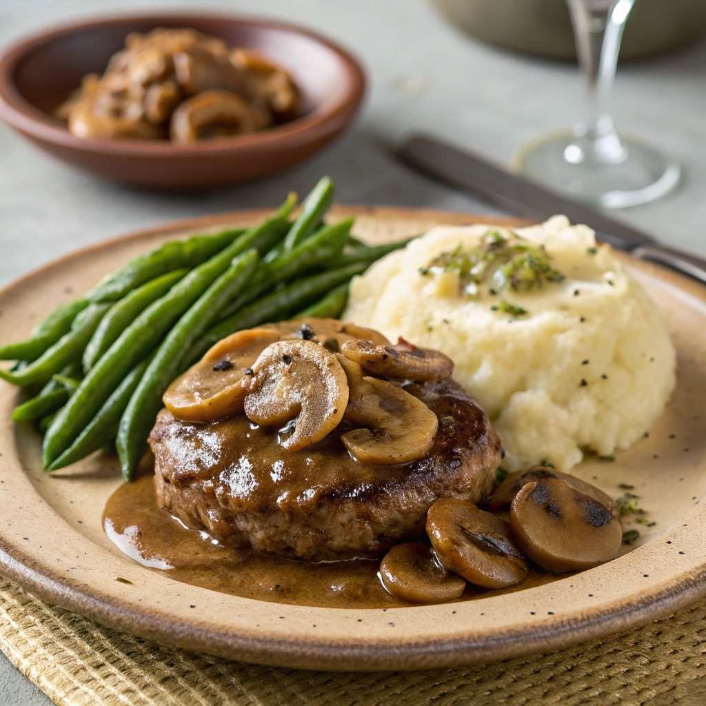 A Beautifully Plated Meal Featuring Hamburger Steak