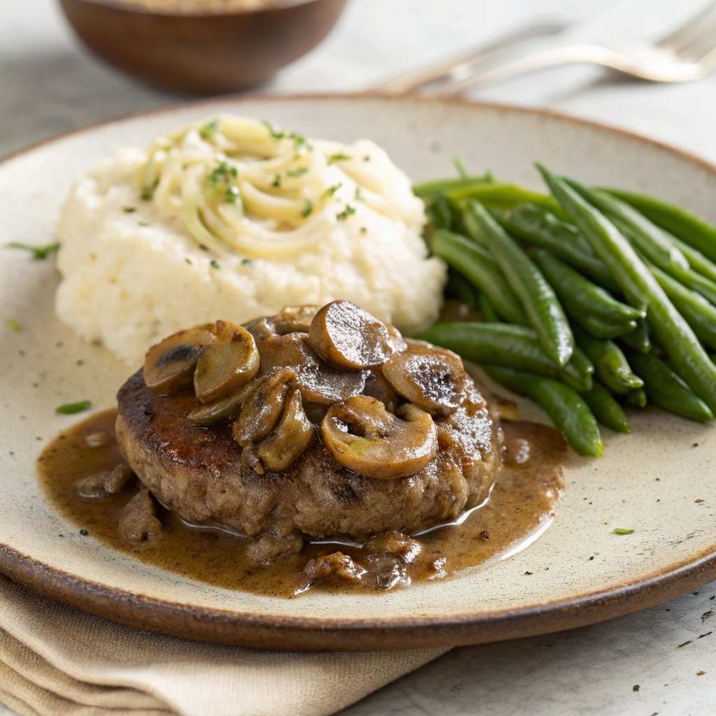 A Beautifully Plated Meal Featuring Hamburger Steak